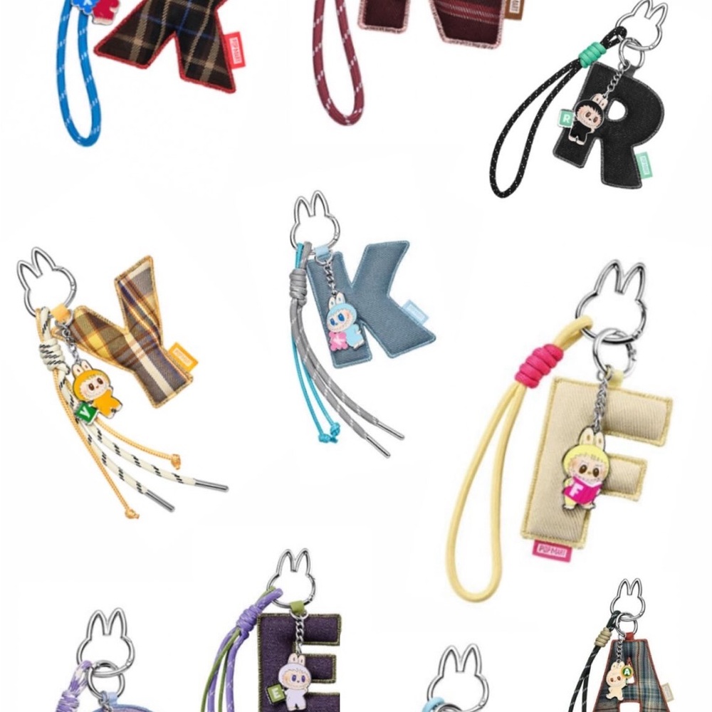 Labubu Letter bag charm Plaid and Solid Keychains